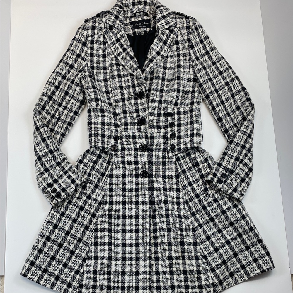 De La Crème Black White Lightweight Fit & Flare Coat Women’s Sz 6
